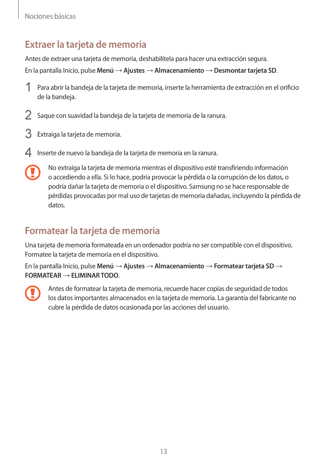 Samsung SM-T710NZWEPHE, SM-T710NZKEPHE manual Extraer la tarjeta de memoria, Formatear la tarjeta de memoria 