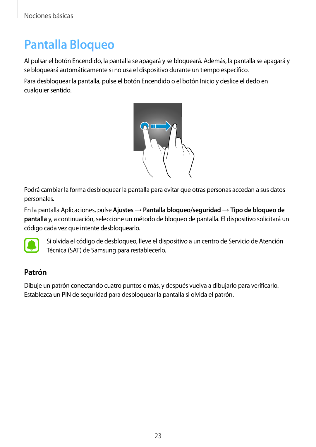 Samsung SM-T710NZWEPHE, SM-T710NZKEPHE manual Pantalla Bloqueo, Patrón 