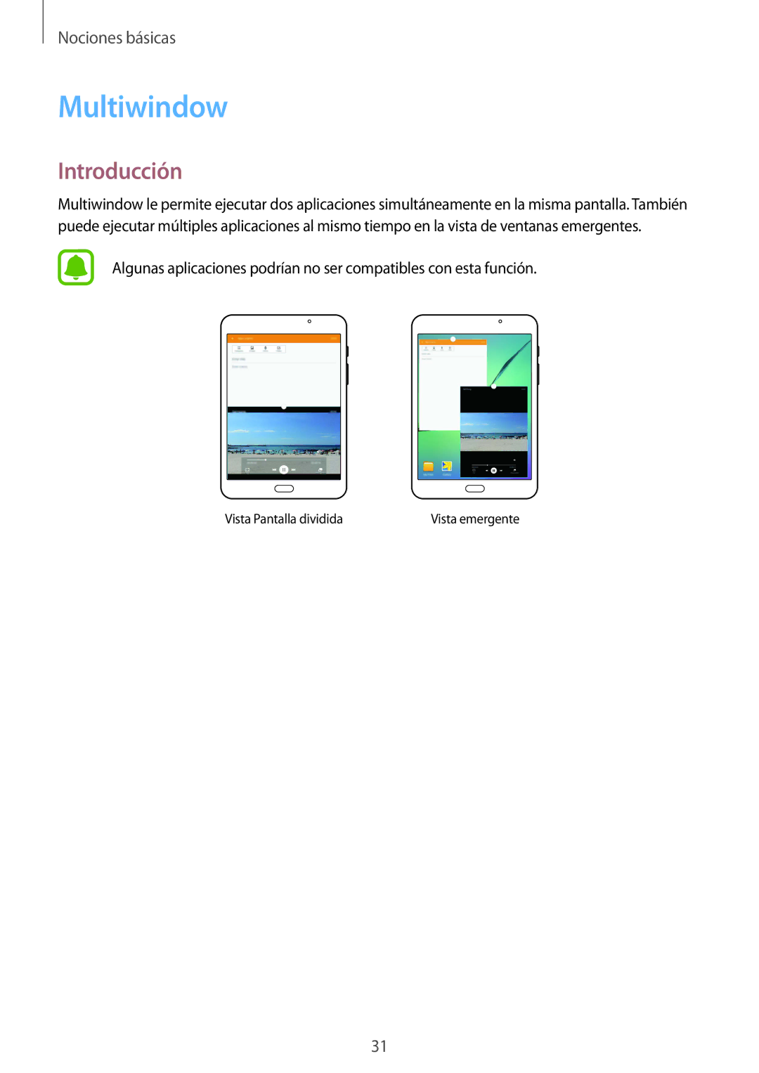 Samsung SM-T710NZWEPHE, SM-T710NZKEPHE manual Multiwindow, Introducción 