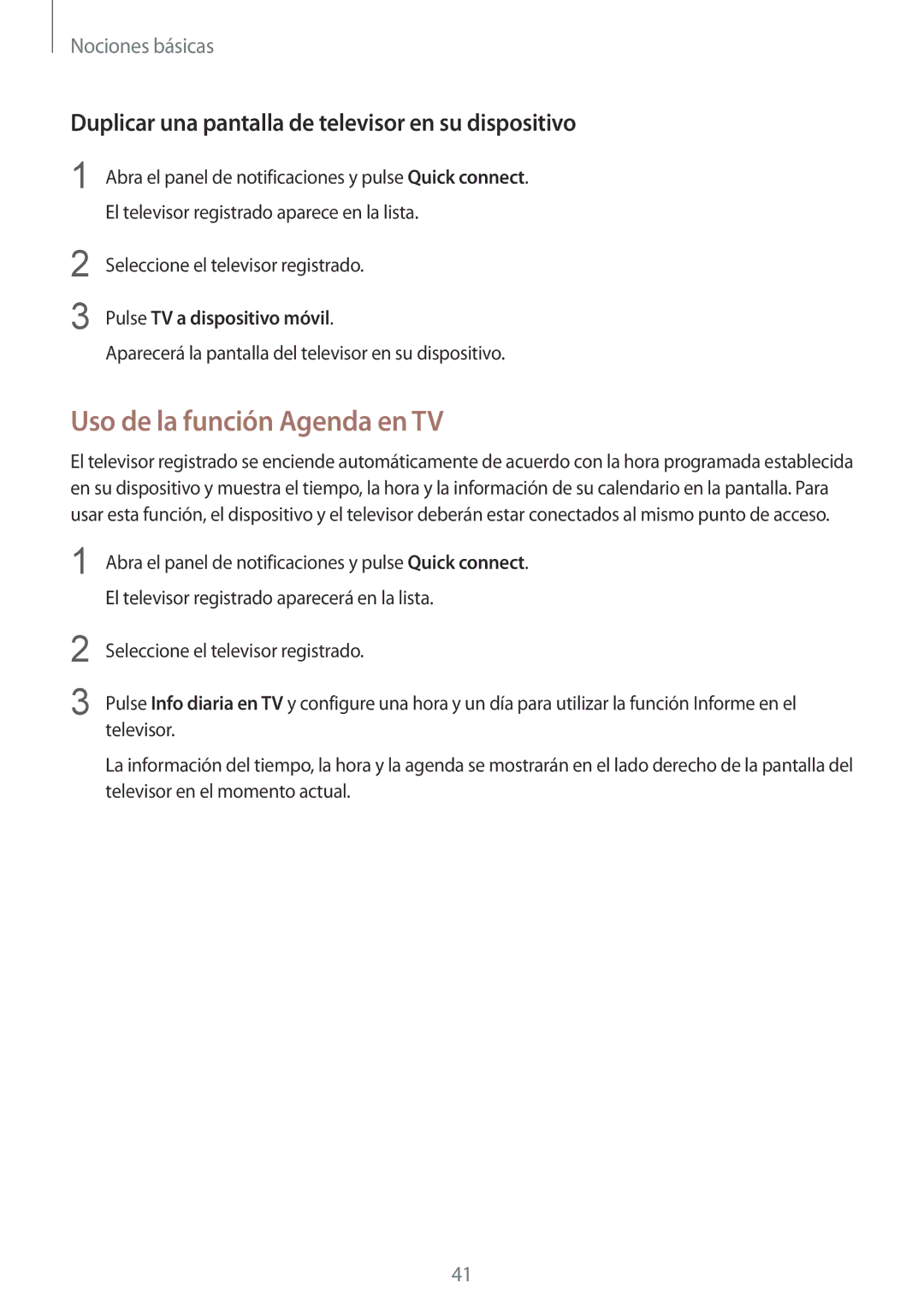 Samsung SM-T710NZWEPHE manual Uso de la función Agenda en TV, Duplicar una pantalla de televisor en su dispositivo 