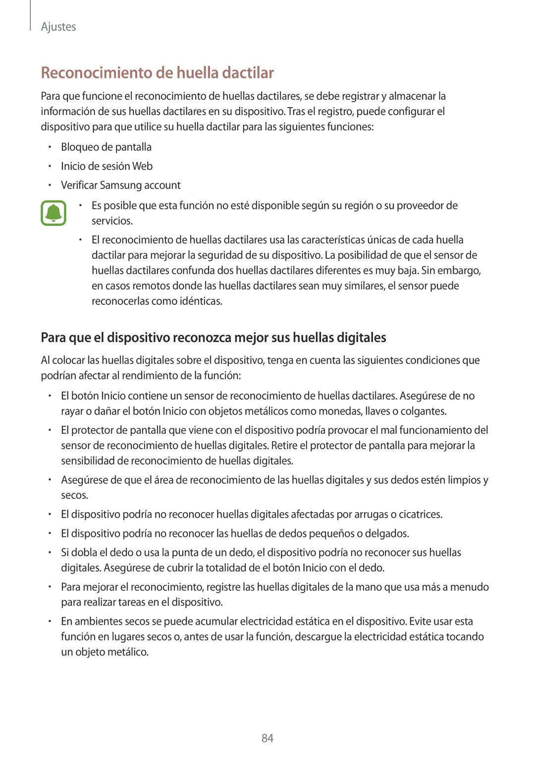 Samsung SM-T710NZKEPHE, SM-T710NZWEPHE manual Reconocimiento de huella dactilar 