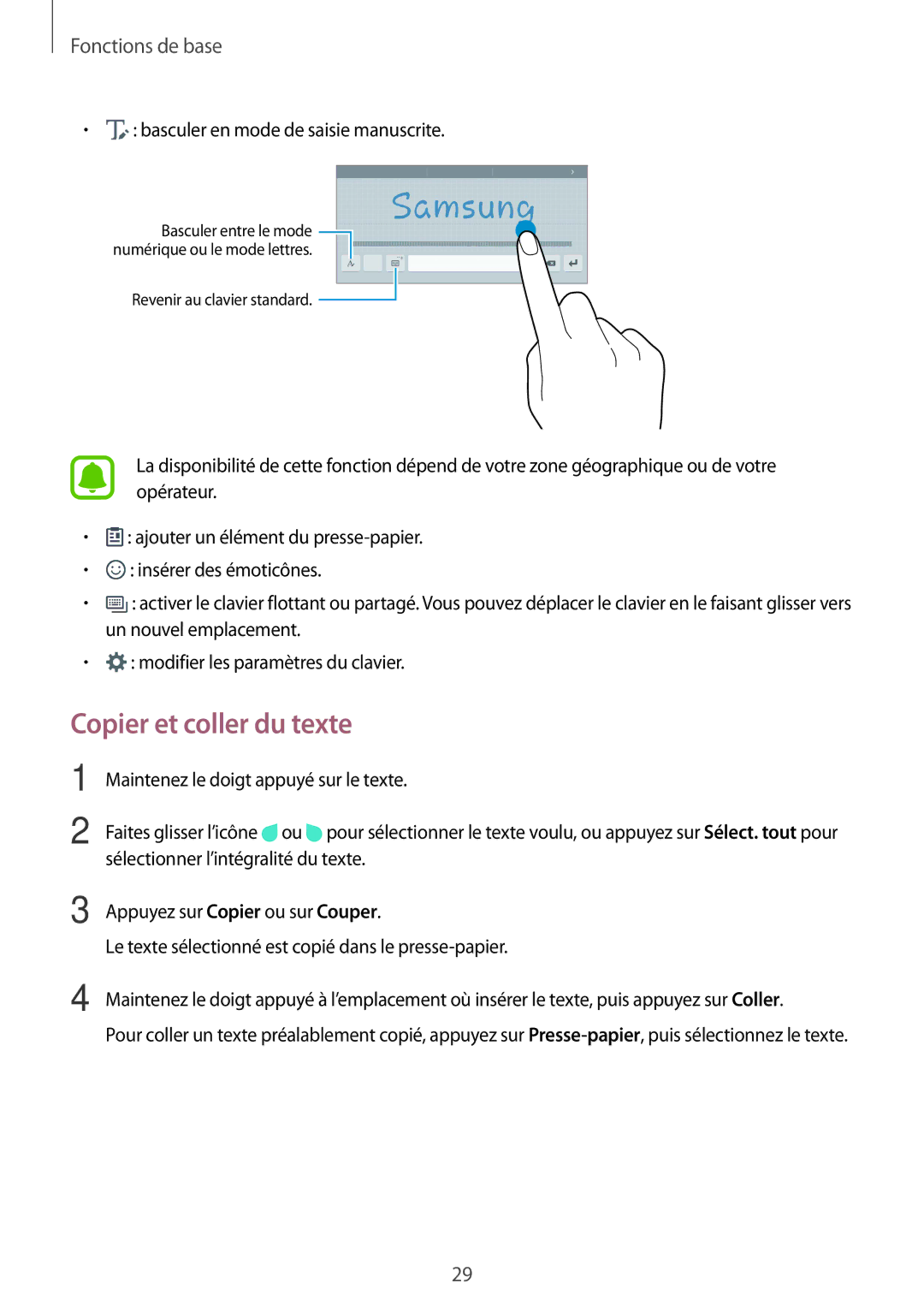 Samsung SM-T710NZKEXEF, SM-T710NZWEXEF manual Copier et coller du texte 