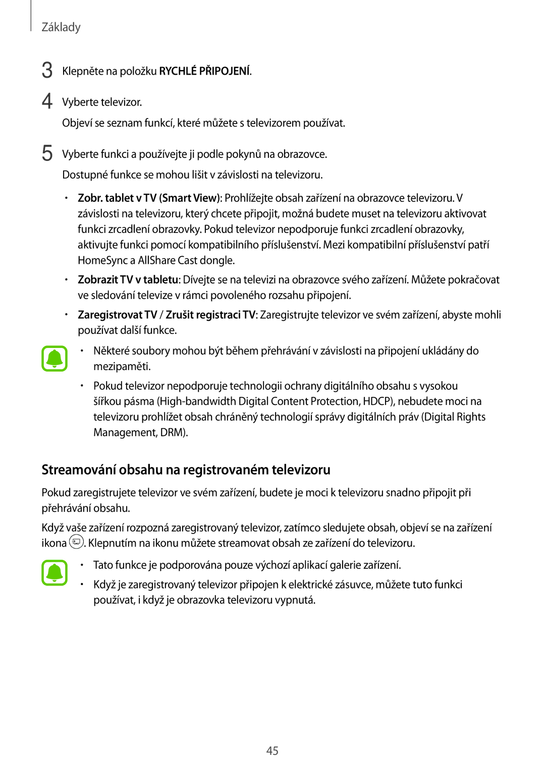 Samsung SM-T813NZKEXEZ, SM-T713NZKEXEZ manual Streamování obsahu na registrovaném televizoru 