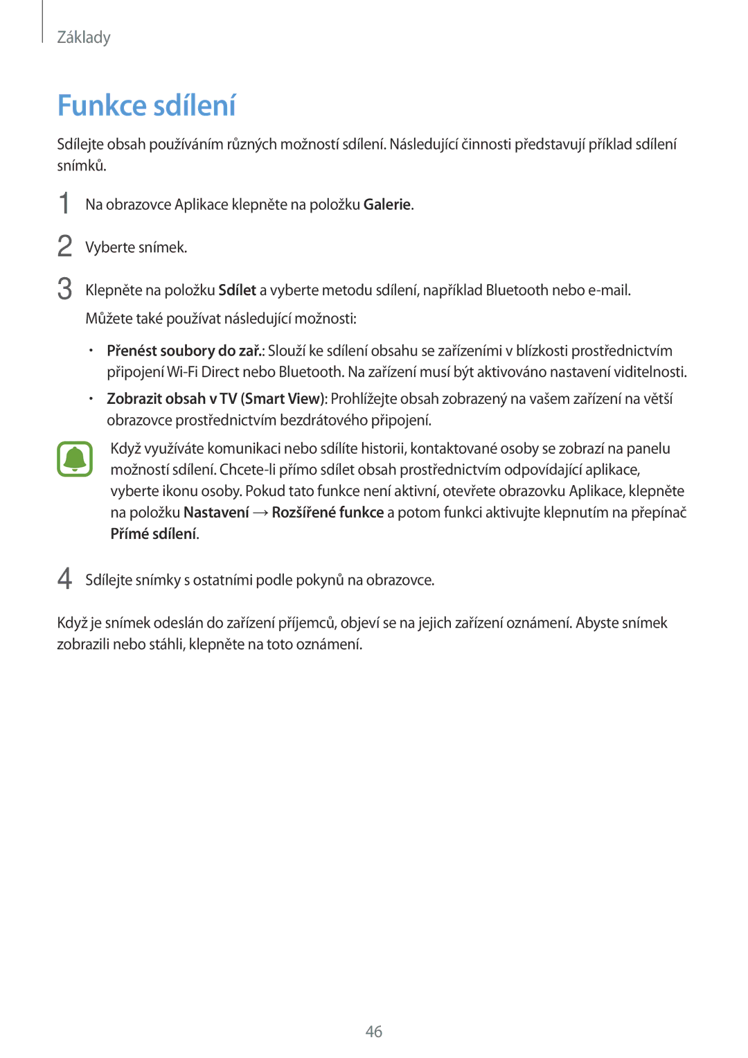 Samsung SM-T713NZKEXEZ, SM-T813NZKEXEZ manual Funkce sdílení 