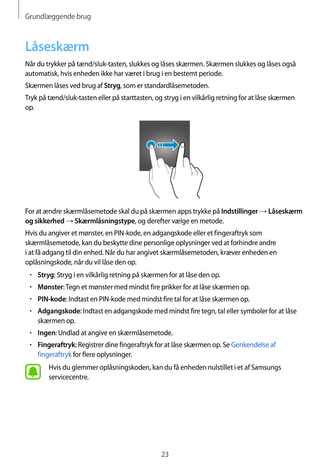 Samsung SM-T813NZWENEE, SM-T713NZWENEE, SM-T813NZKENEE, SM-T713NZKENEE manual Låseskærm 