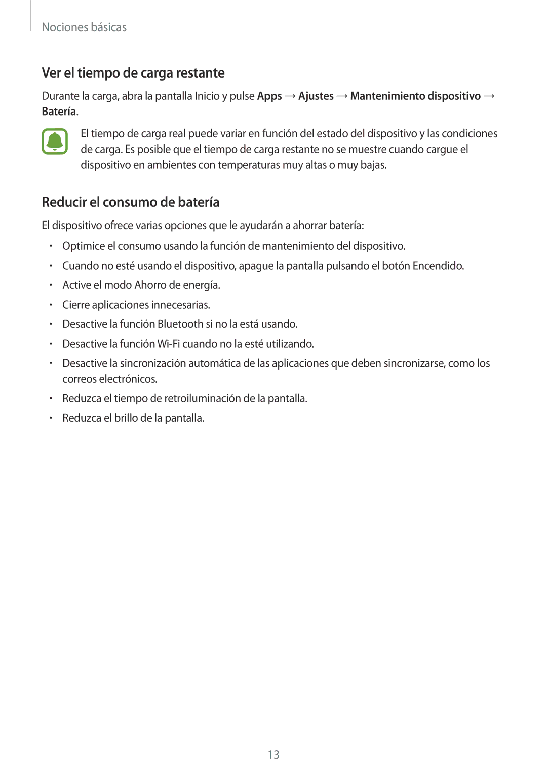 Samsung SM-T813NZKEPHE, SM-T713NZWEPHE, SM-T813NZWEPHE manual Ver el tiempo de carga restante, Reducir el consumo de batería 