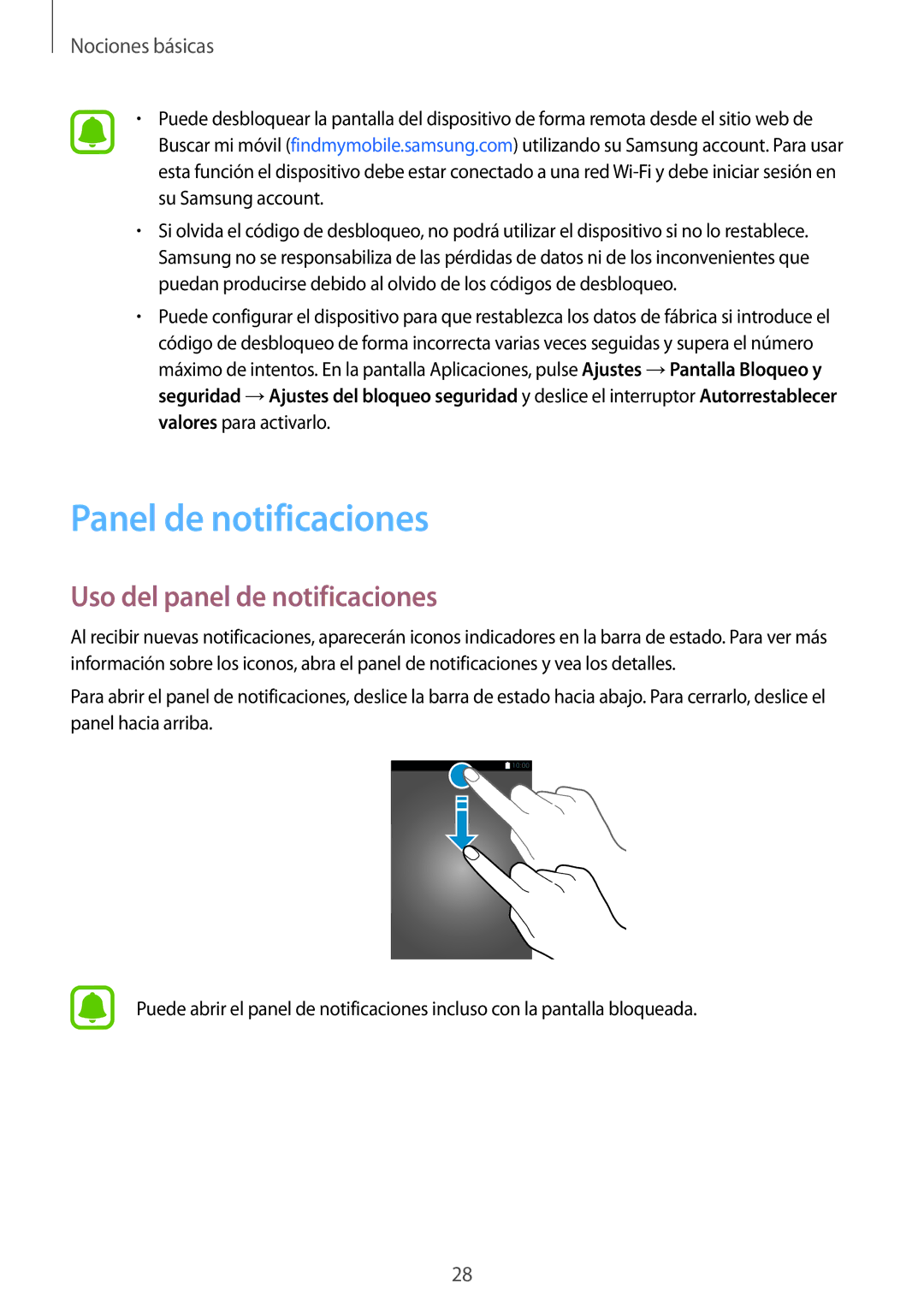 Samsung SM-T713NZWEPHE, SM-T813NZKEPHE, SM-T813NZWEPHE manual Panel de notificaciones, Uso del panel de notificaciones 