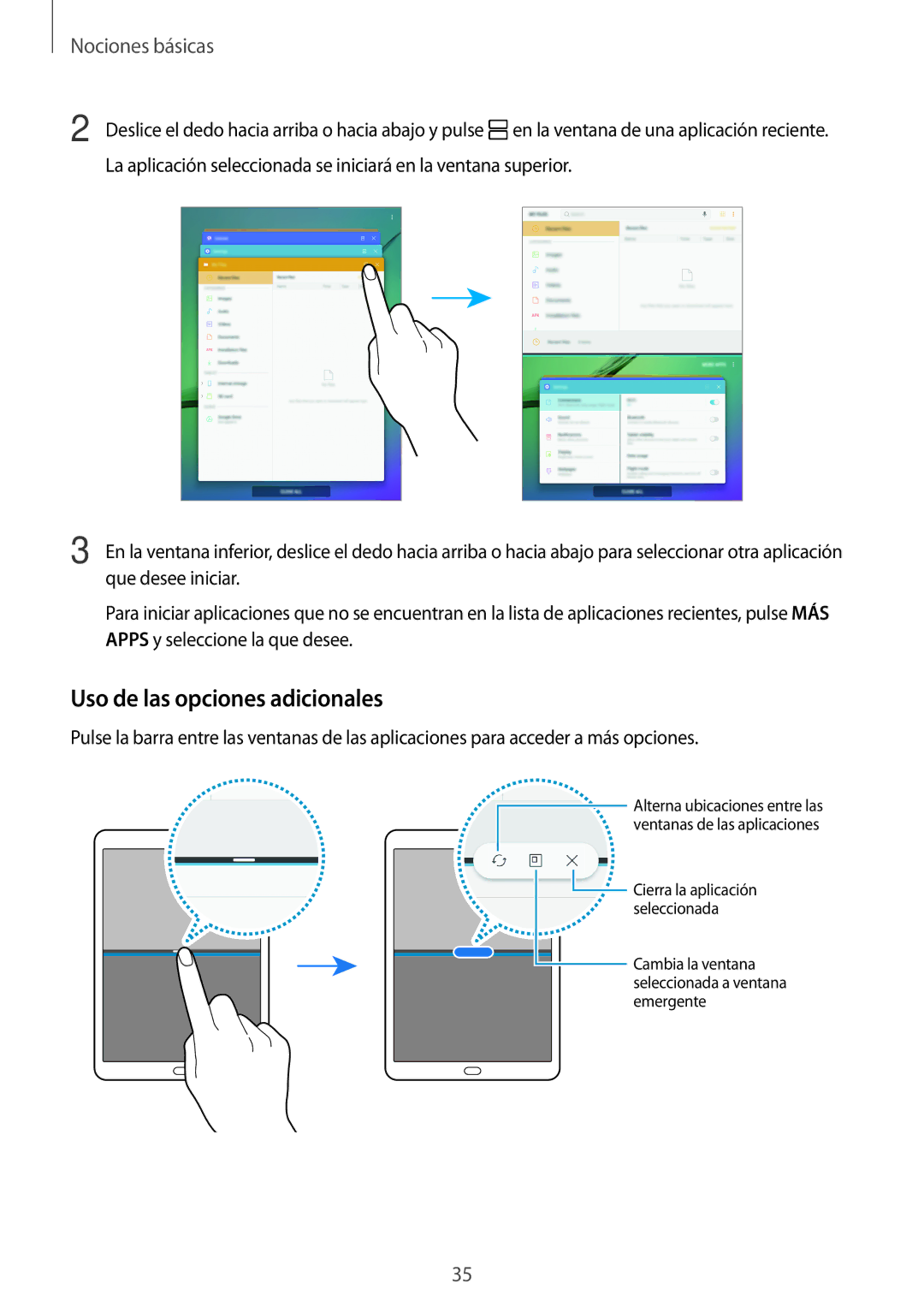 Samsung SM-T713NZKEPHE, SM-T713NZWEPHE, SM-T813NZKEPHE, SM-T813NZWEPHE manual Uso de las opciones adicionales 