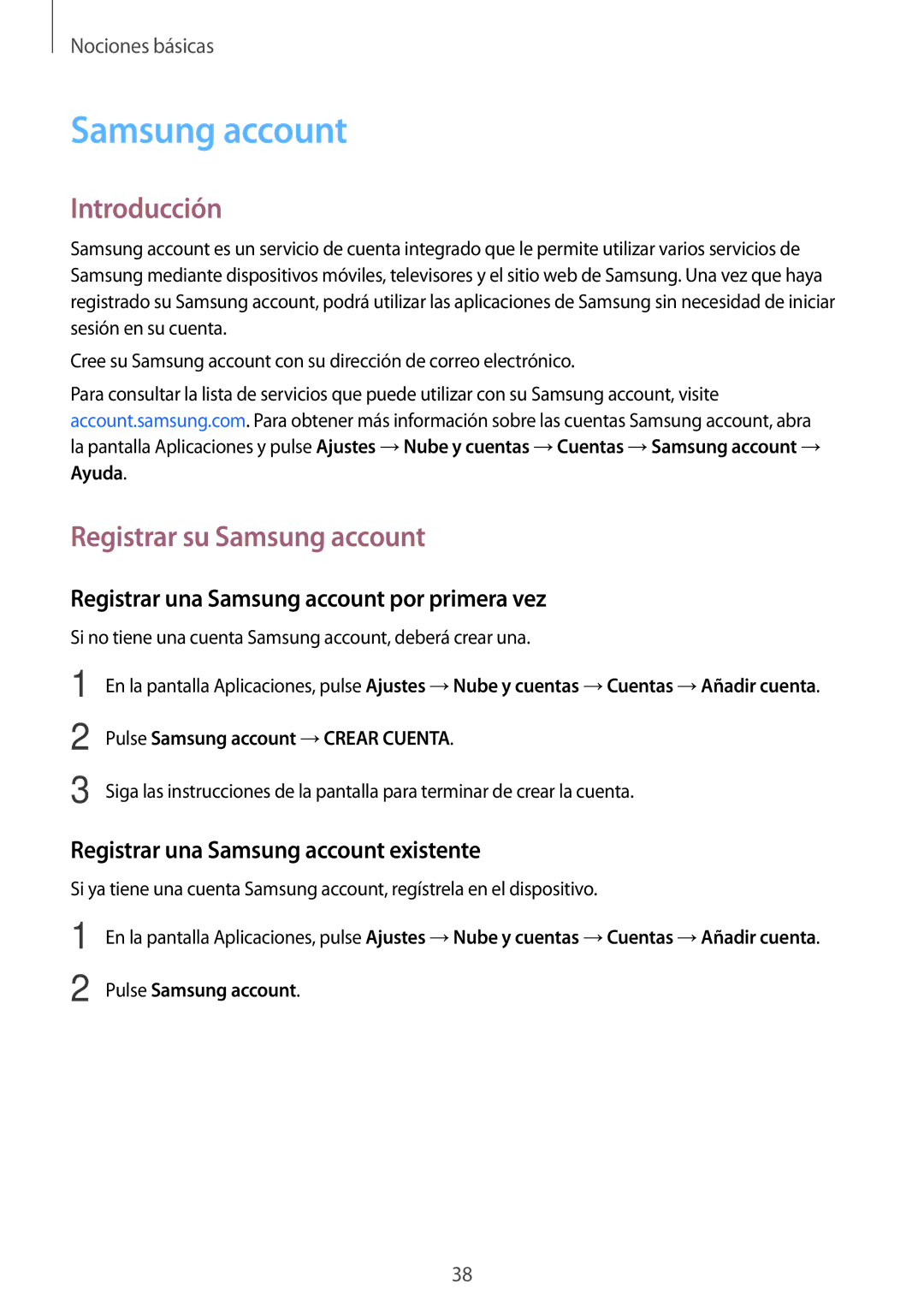 Samsung SM-T813NZWEPHE, SM-T713NZWEPHE Registrar su Samsung account, Registrar una Samsung account por primera vez 