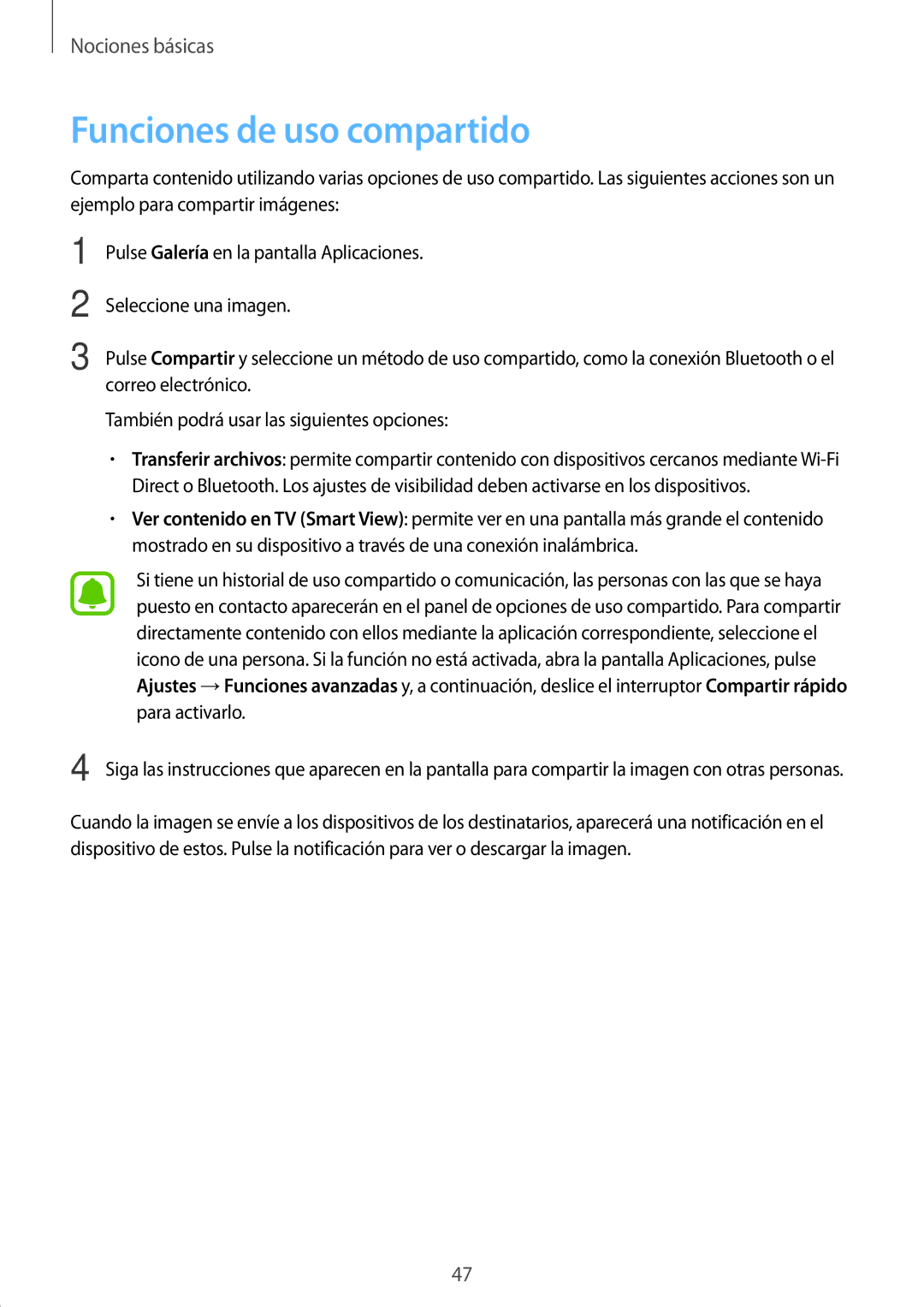 Samsung SM-T713NZKEPHE, SM-T713NZWEPHE, SM-T813NZKEPHE, SM-T813NZWEPHE manual Funciones de uso compartido 