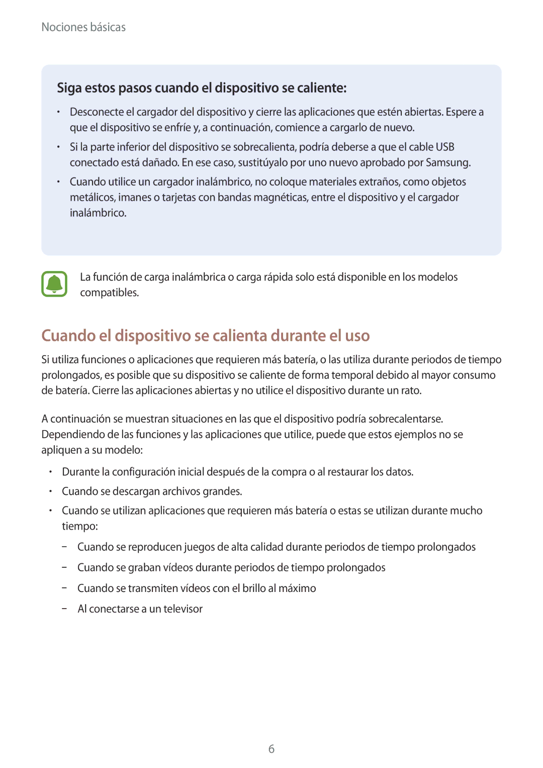 Samsung SM-T813NZWEPHE, SM-T713NZWEPHE, SM-T813NZKEPHE, SM-T713NZKEPHE manual Cuando el dispositivo se calienta durante el uso 