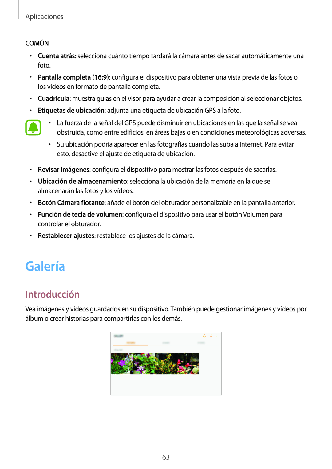 Samsung SM-T713NZKEPHE, SM-T713NZWEPHE, SM-T813NZKEPHE, SM-T813NZWEPHE manual Galería, Común 