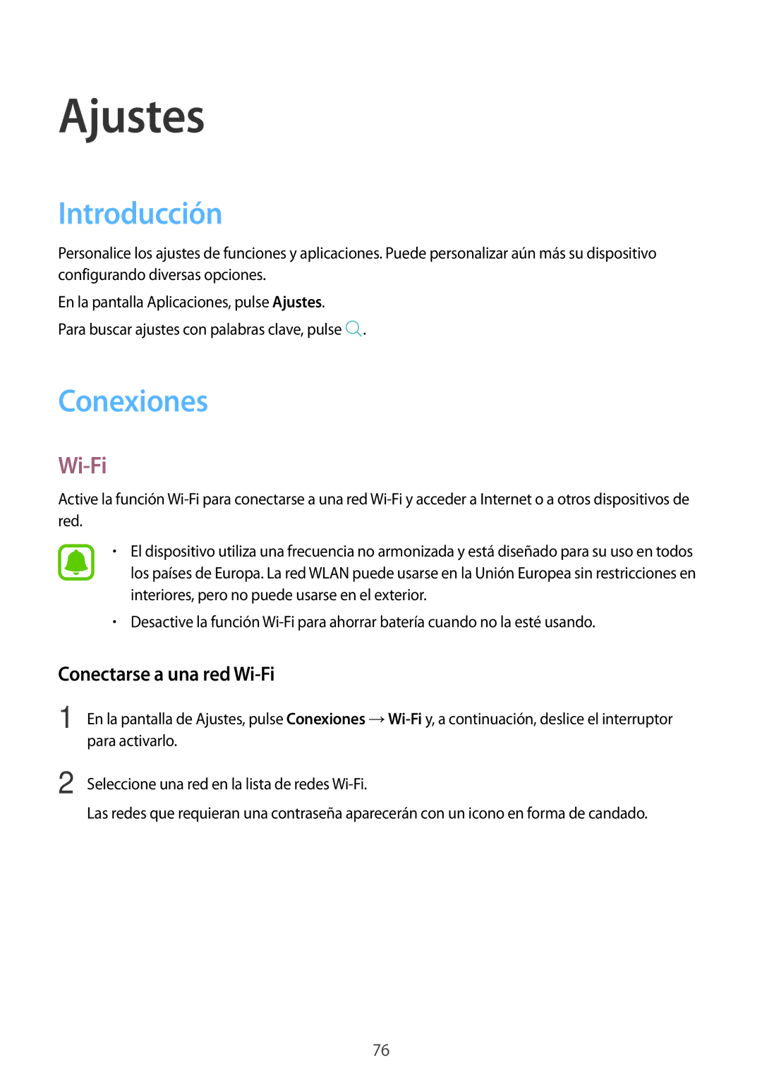 Samsung SM-T713NZWEPHE, SM-T813NZKEPHE, SM-T813NZWEPHE manual Introducción, Conexiones, Conectarse a una red Wi-Fi 