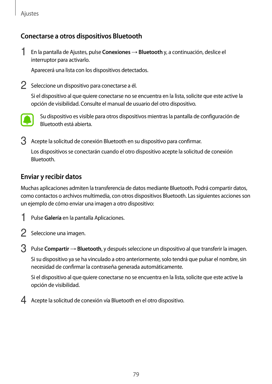 Samsung SM-T713NZKEPHE, SM-T713NZWEPHE, SM-T813NZKEPHE Conectarse a otros dispositivos Bluetooth, Enviar y recibir datos 