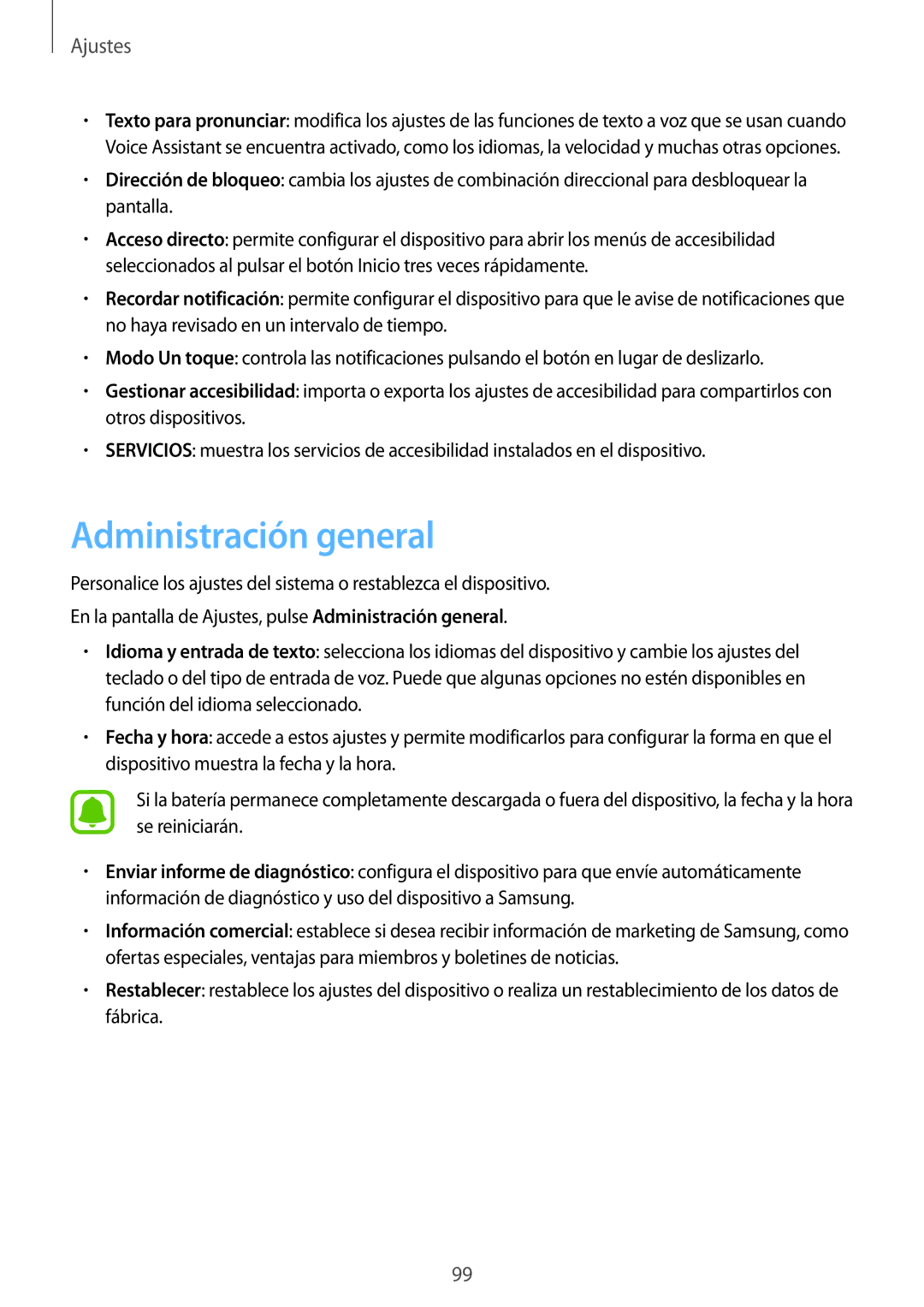 Samsung SM-T713NZKEPHE, SM-T713NZWEPHE, SM-T813NZKEPHE, SM-T813NZWEPHE manual Administración general 