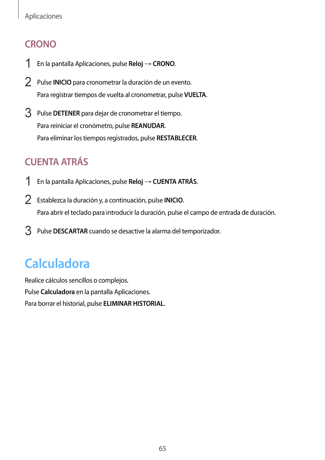 Samsung SM-T813NZKEPHE, SM-T713NZWEPHE, SM-T813NZWEPHE, SM-T713NZKEPHE manual Calculadora, Crono 