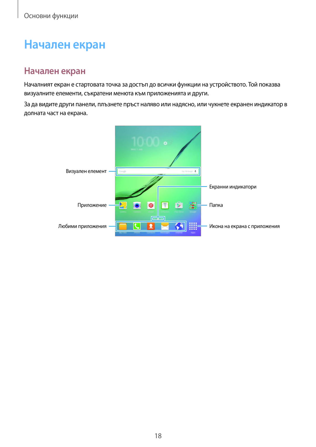 Samsung SM-T715NZKEBGL manual Начален екран 