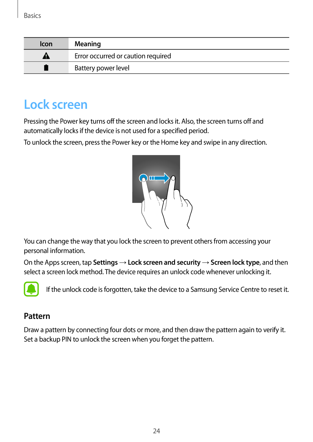 Samsung SM-T715NZKESER, SM-T715NZKEDBT, SM-T715NZWEDBT, SM-T715NZWEXEF, SM-T715NZKEXEO, SM-T715NZWEITV Lock screen, Pattern 