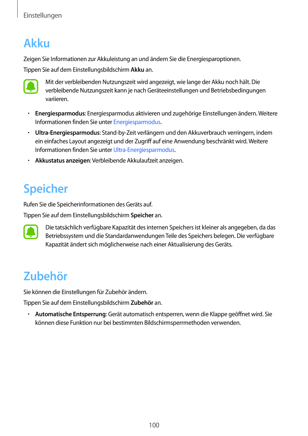 Samsung SM-T715NZKEDBT, SM-T715NZWEDBT manual Speicher, Zubehör 