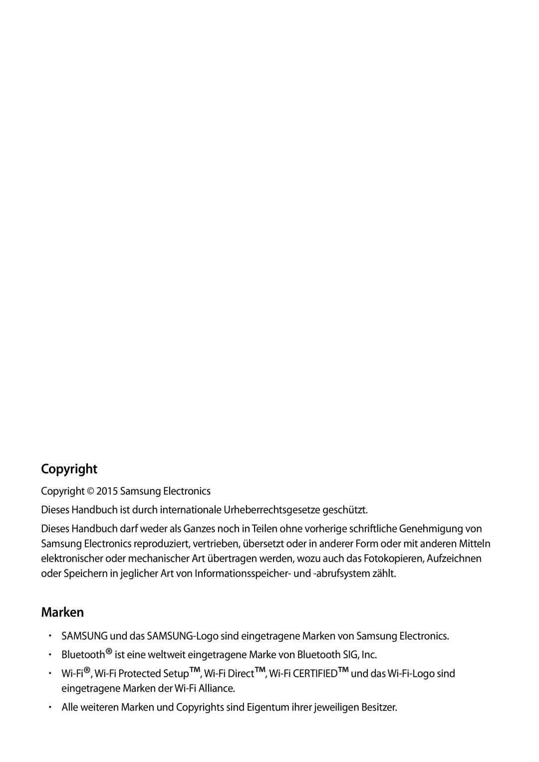 Samsung SM-T715NZKEDBT, SM-T715NZWEDBT manual Copyright, Marken 