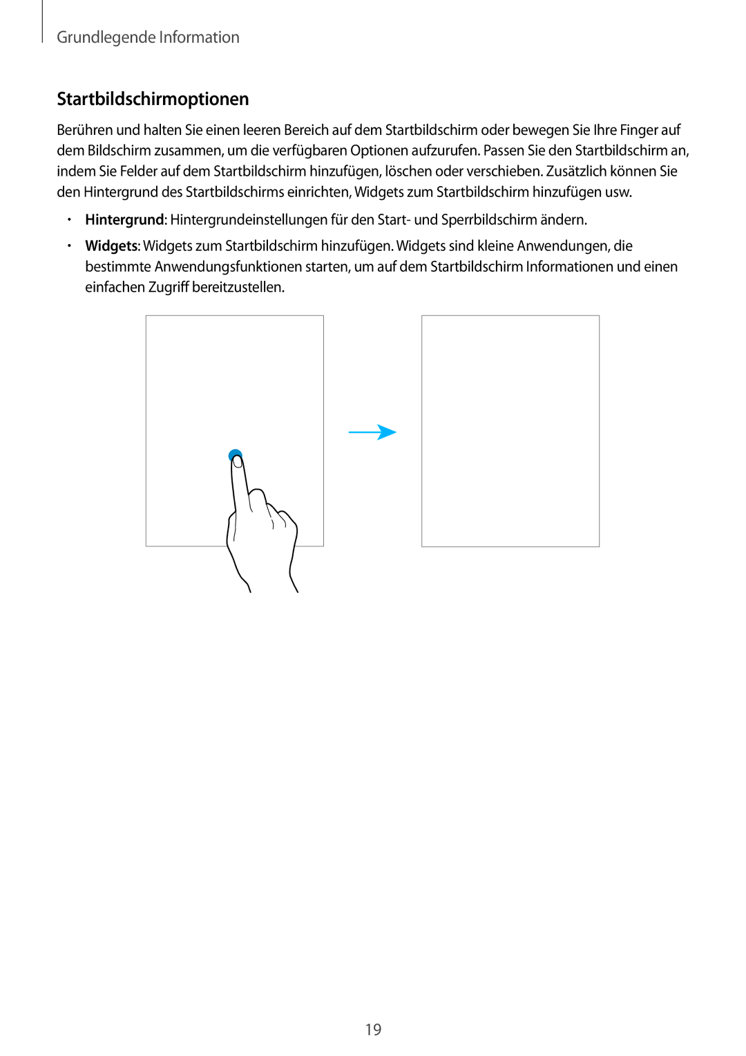 Samsung SM-T715NZWEDBT, SM-T715NZKEDBT manual Startbildschirmoptionen 