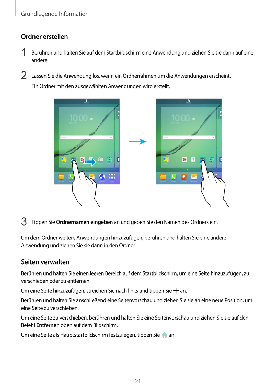 Samsung SM-T715NZWEDBT, SM-T715NZKEDBT manual Ordner erstellen, Seiten verwalten 