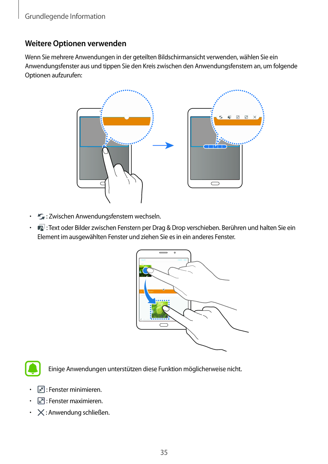 Samsung SM-T715NZWEDBT, SM-T715NZKEDBT manual Weitere Optionen verwenden 