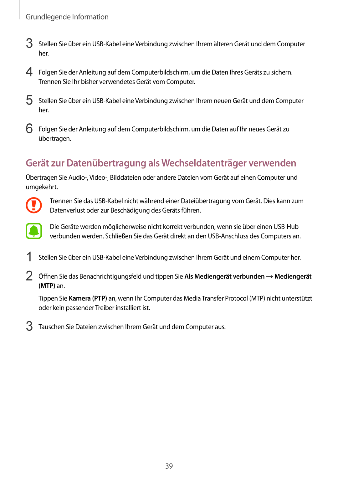 Samsung SM-T715NZWEDBT, SM-T715NZKEDBT manual Gerät zur Datenübertragung als Wechseldatenträger verwenden 