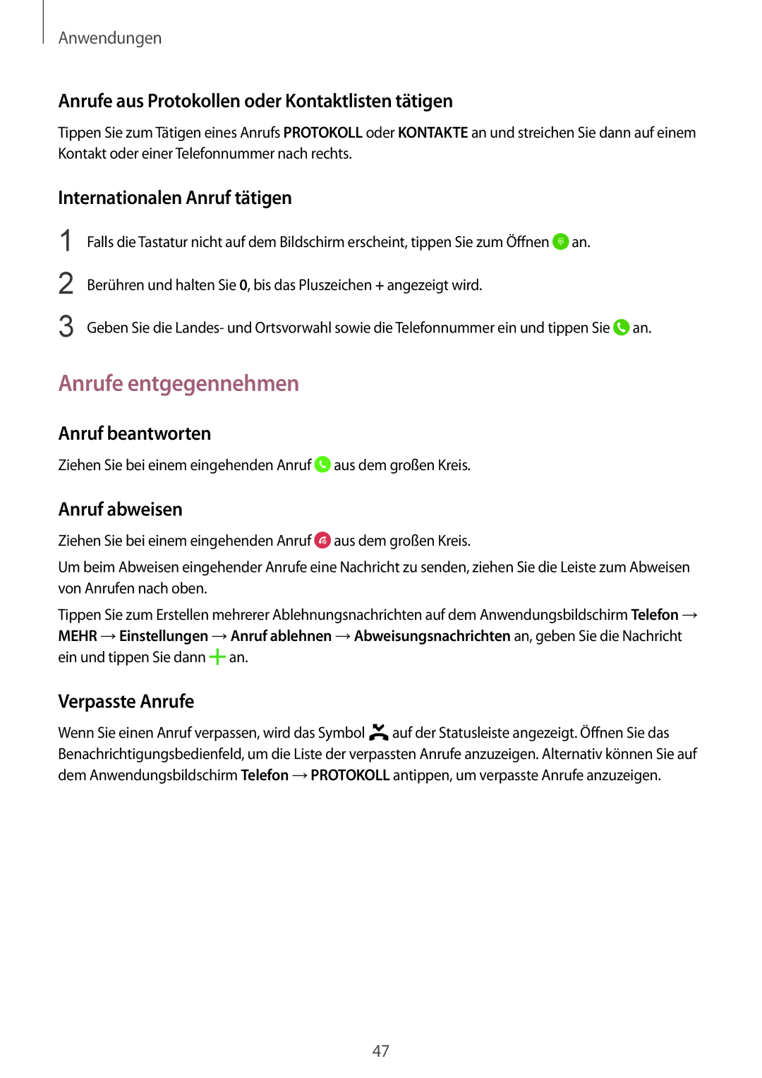 Samsung SM-T715NZWEDBT, SM-T715NZKEDBT manual Anrufe entgegennehmen 