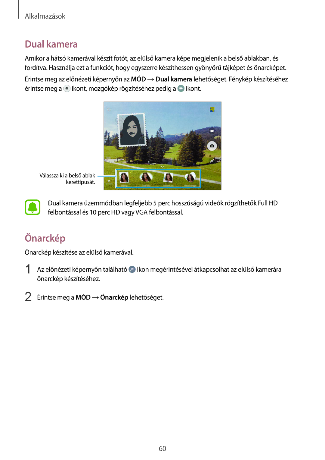 Samsung SM-T715NZKEXEH, SM-T715NZWEXEH manual Dual kamera, Önarckép 