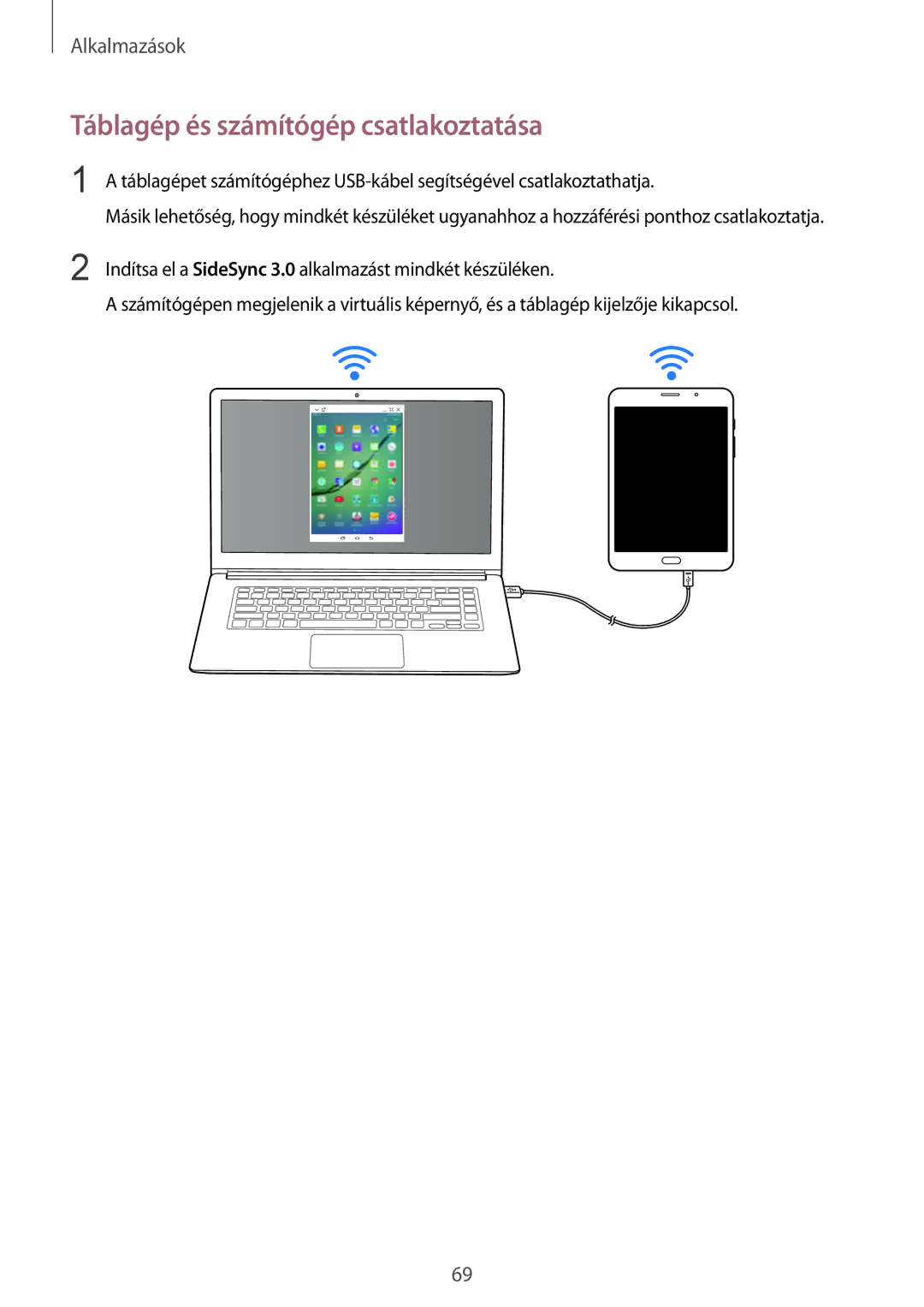 Samsung SM-T715NZWEXEH, SM-T715NZKEXEH manual Táblagép és számítógép csatlakoztatása 