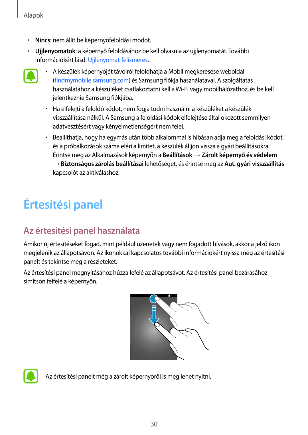 Samsung SM-T815NZWEXEH, SM-T715NZKEXEH, SM-T815NZKEXEH, SM-T715NZWEXEH manual Értesítési panel, Az értesítési panel használata 