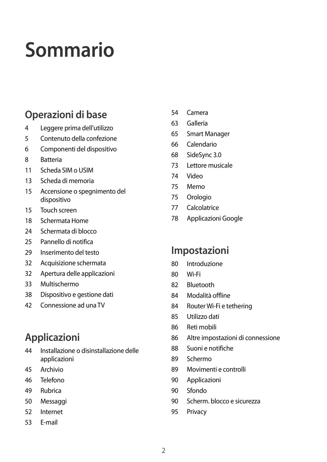 Samsung SM-T715NZWEITV, SM-T715NZWEDBT, SM-T715NZKEXEO, SM-T715NZDEITV, SM-T715NZKEITV manual Sommario 