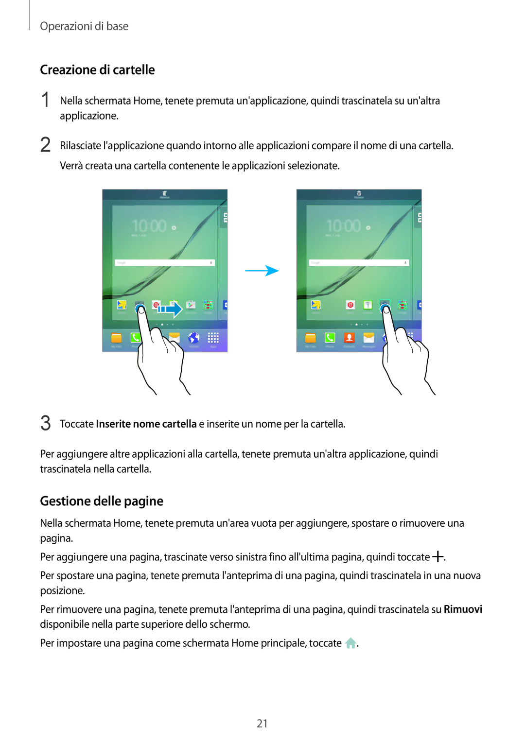 Samsung SM-T715NZKEXEO, SM-T715NZWEDBT, SM-T715NZWEITV, SM-T715NZDEITV manual Creazione di cartelle, Gestione delle pagine 