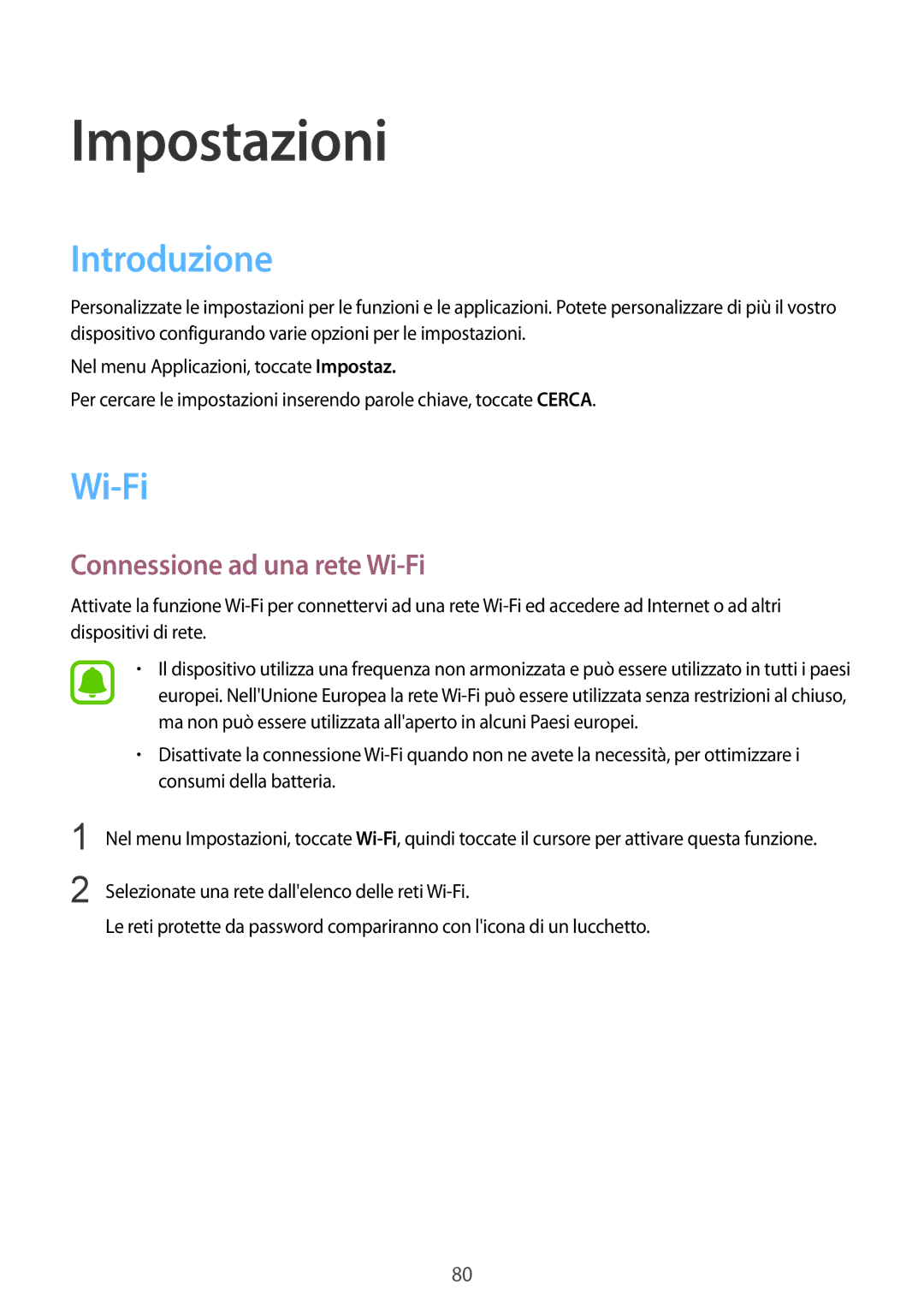 Samsung SM-T715NZWEDBT, SM-T715NZKEXEO, SM-T715NZWEITV, SM-T715NZDEITV manual Introduzione, Connessione ad una rete Wi-Fi 