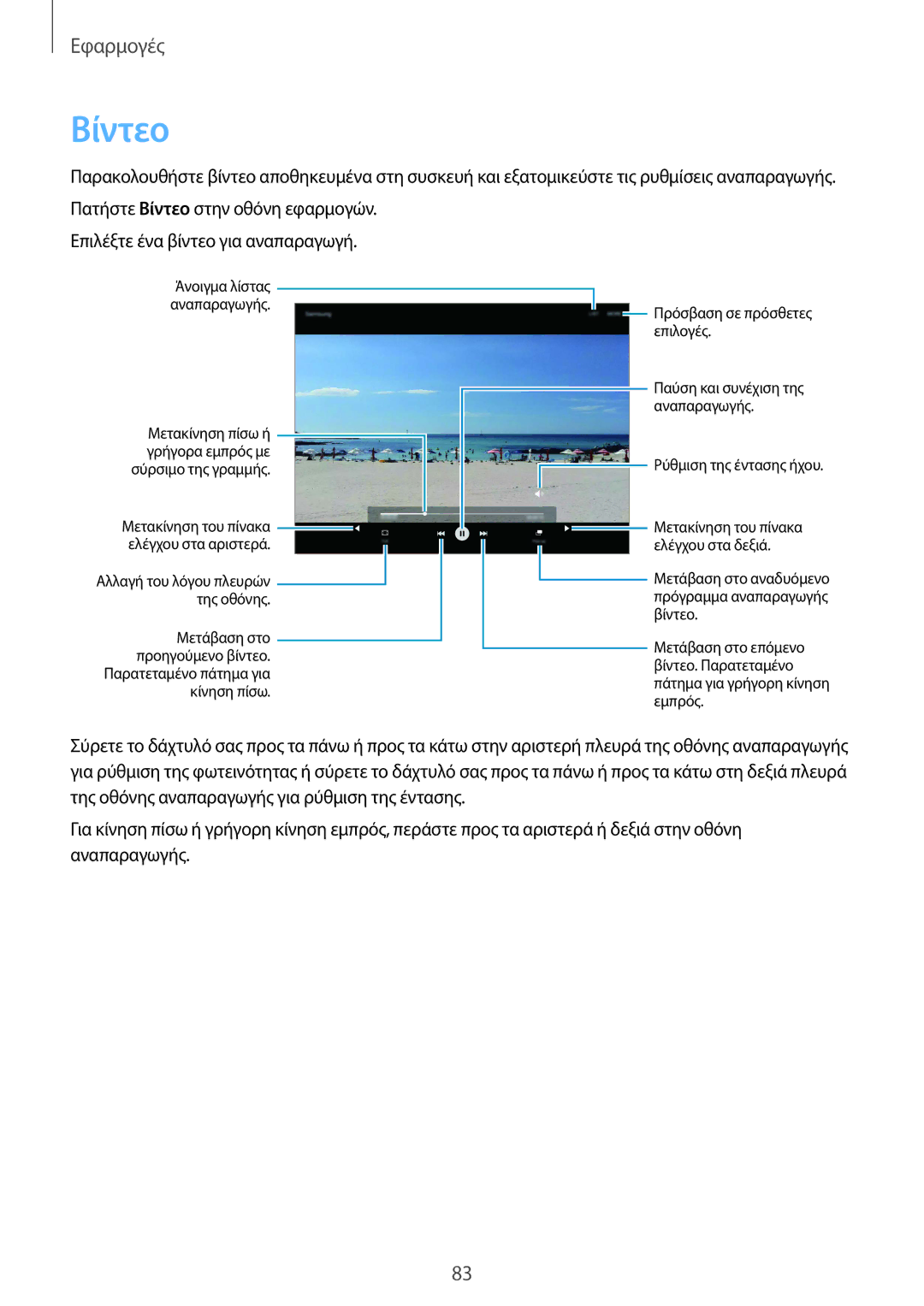 Samsung SM-T815NZKEEUR, SM-T715NZWEEUR, SM-T715NZKEEUR manual Βίντεο 