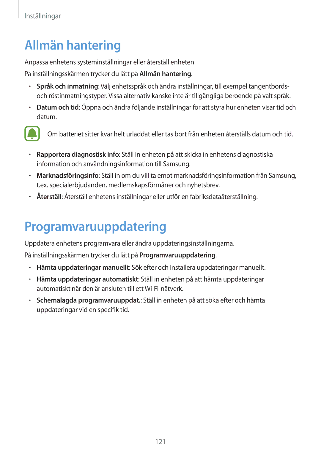 Samsung SM-T815NZWENEE, SM-T715NZWENEE manual Allmän hantering, Programvaruuppdatering 