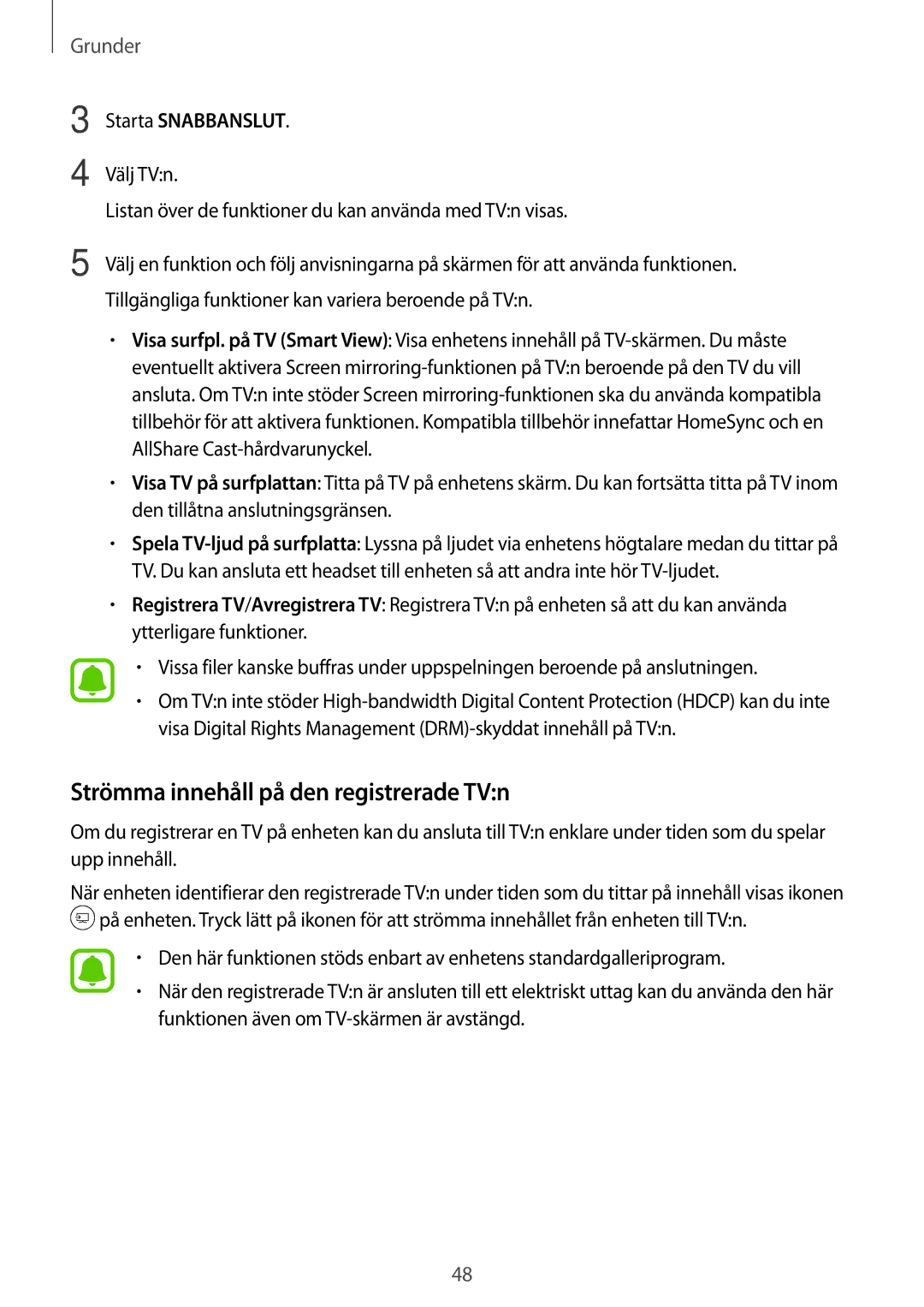 Samsung SM-T715NZWENEE, SM-T815NZWENEE manual Strömma innehåll på den registrerade TVn 