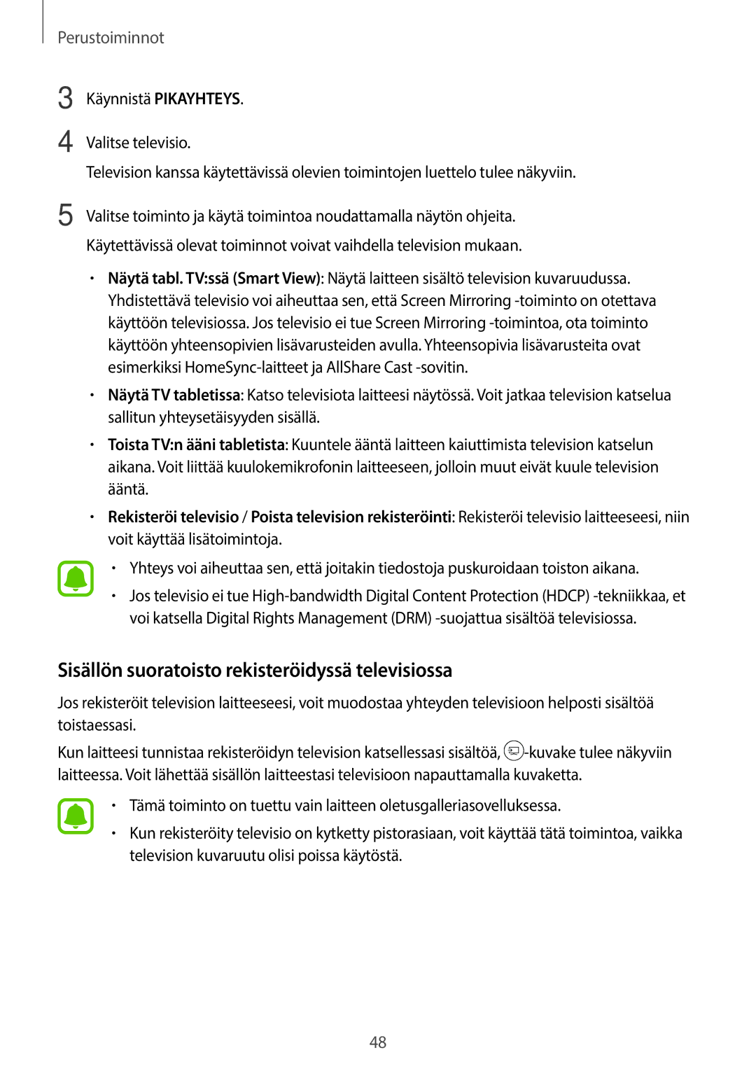 Samsung SM-T715NZWENEE, SM-T815NZWENEE manual Sisällön suoratoisto rekisteröidyssä televisiossa 