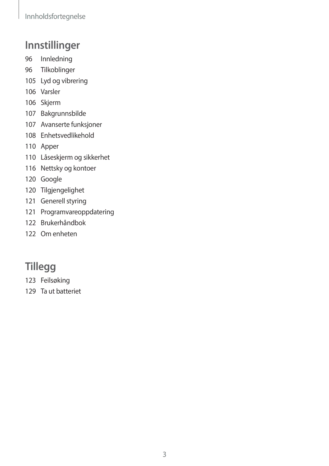 Samsung SM-T815NZWENEE, SM-T715NZWENEE manual Tillegg 