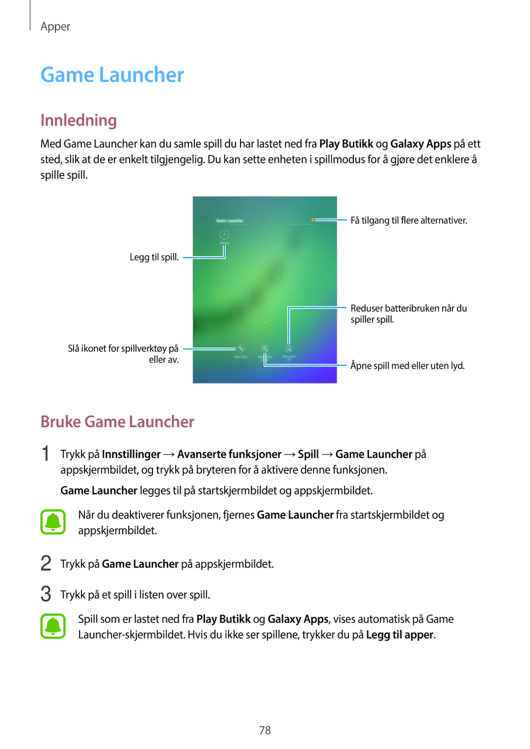 Samsung SM-T715NZWENEE, SM-T815NZWENEE manual Bruke Game Launcher 