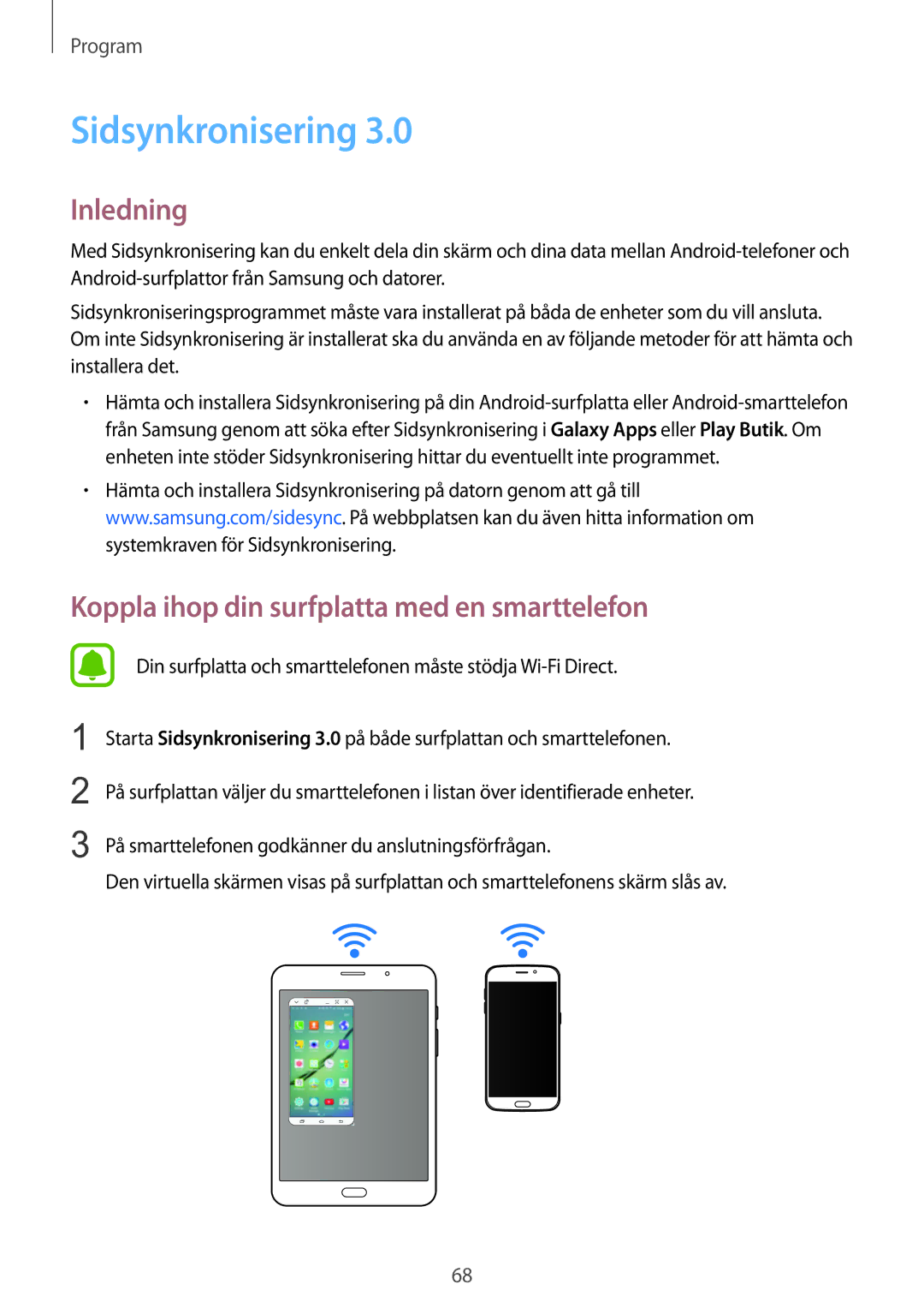 Samsung SM-T715NZWENEE manual Sidsynkronisering, Koppla ihop din surfplatta med en smarttelefon 