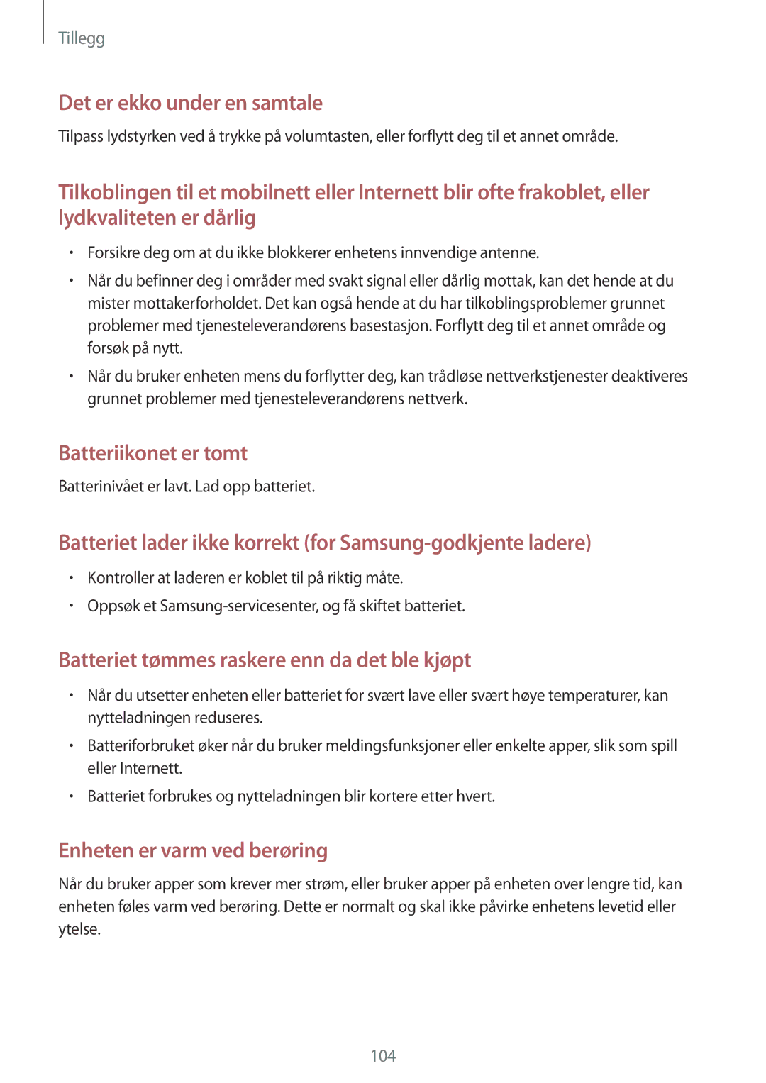 Samsung SM-T715NZWENEE manual Det er ekko under en samtale 