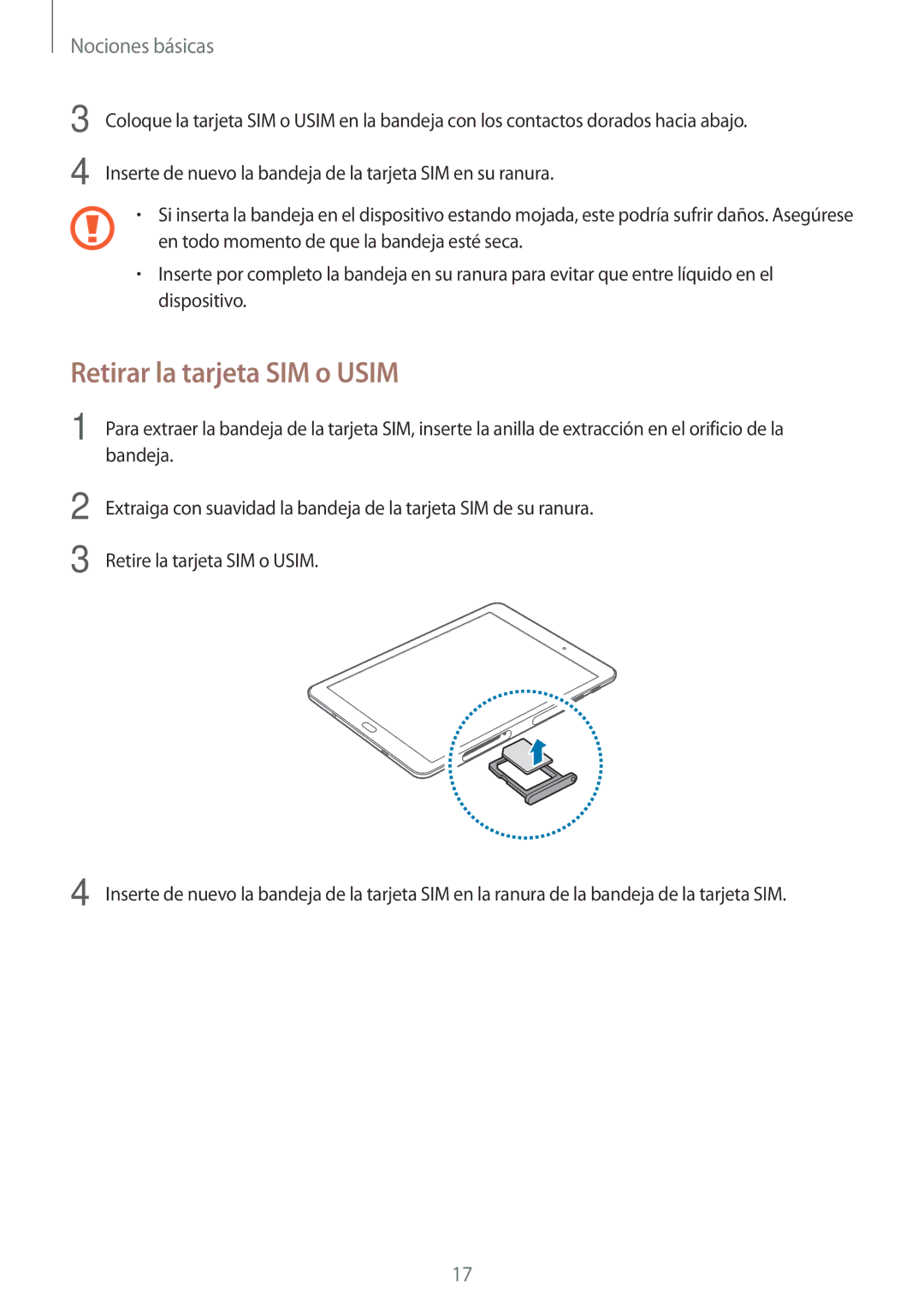 Samsung SM-T815NZKEPHE, SM-T715NZWEPHE, SM-T815NZWEPHE manual Retirar la tarjeta SIM o Usim 