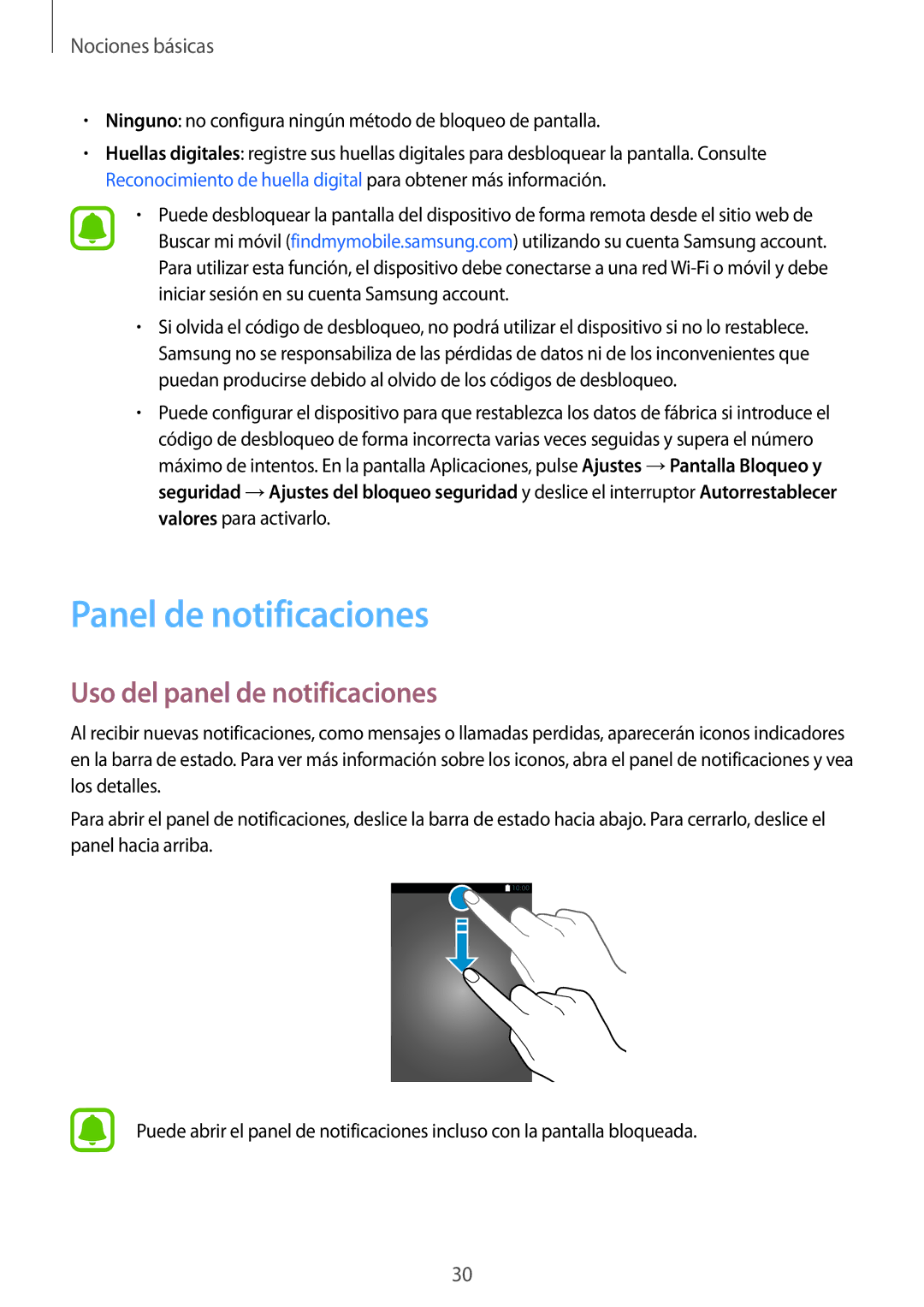 Samsung SM-T715NZWEPHE, SM-T815NZWEPHE, SM-T815NZKEPHE manual Panel de notificaciones, Uso del panel de notificaciones 