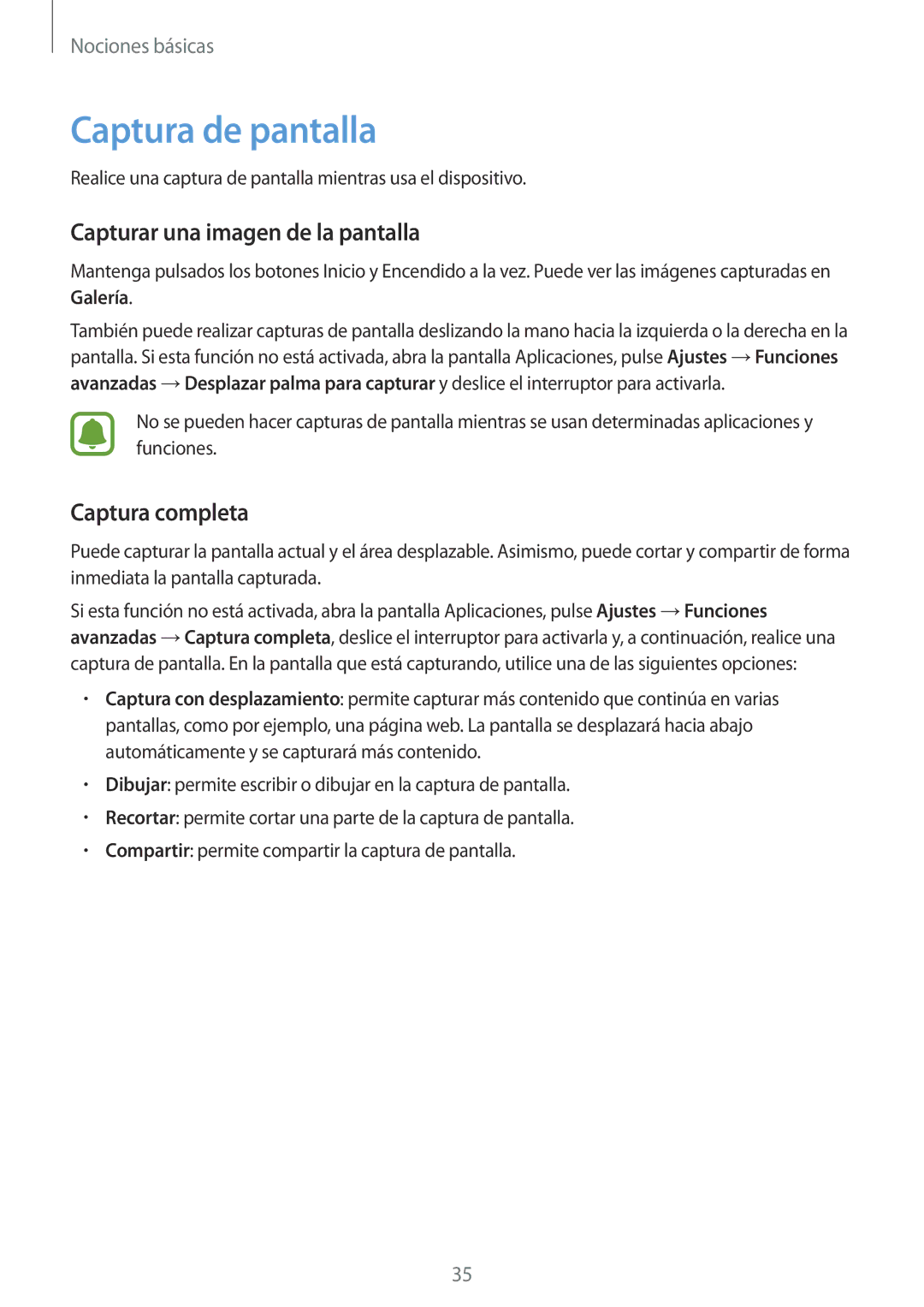 Samsung SM-T815NZKEPHE, SM-T715NZWEPHE manual Captura de pantalla, Capturar una imagen de la pantalla, Captura completa 