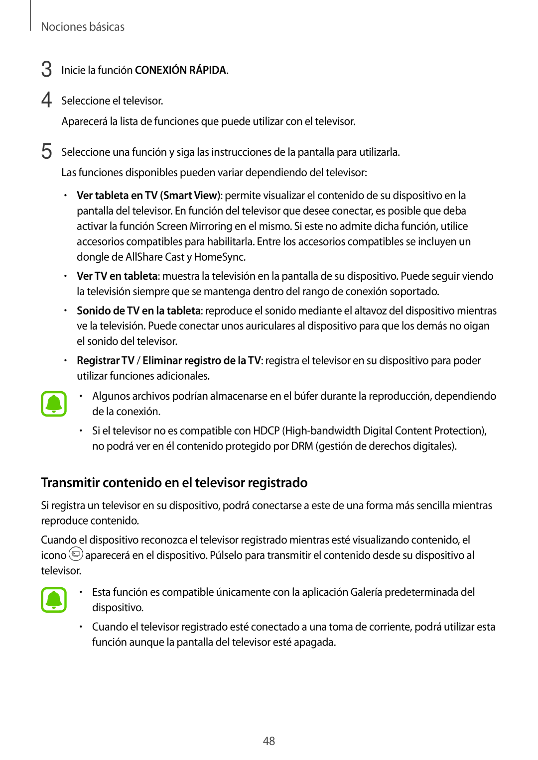 Samsung SM-T715NZWEPHE, SM-T815NZWEPHE, SM-T815NZKEPHE manual Transmitir contenido en el televisor registrado 