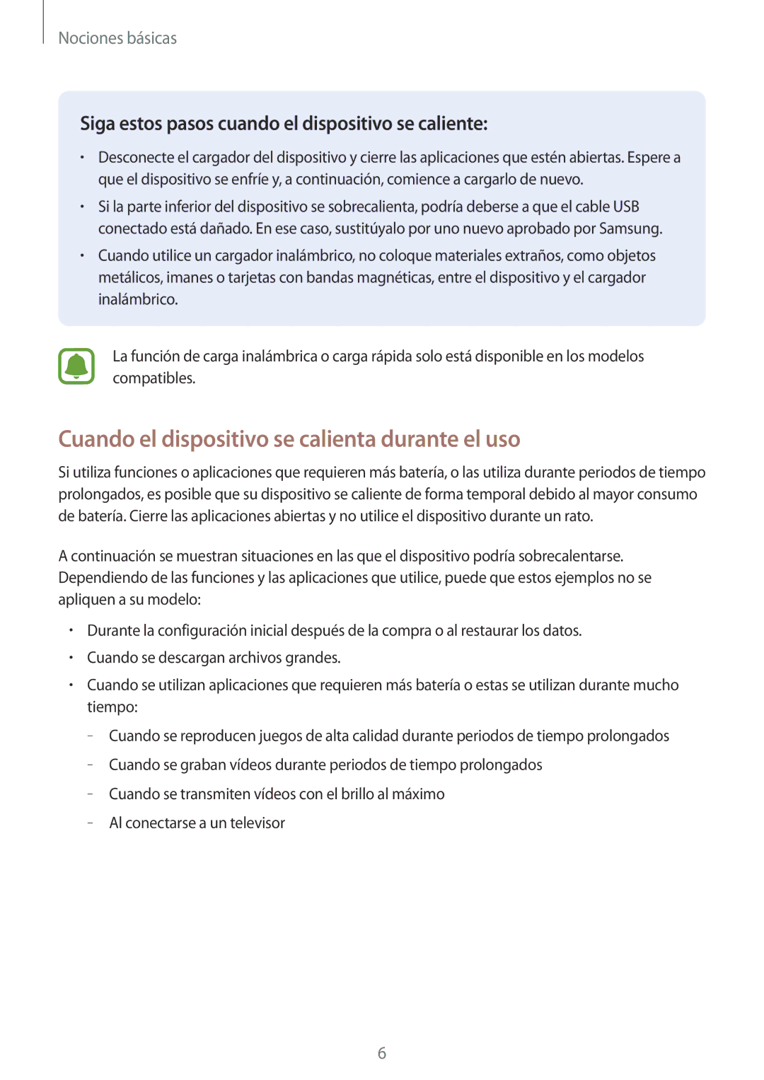 Samsung SM-T715NZWEPHE, SM-T815NZWEPHE, SM-T815NZKEPHE manual Cuando el dispositivo se calienta durante el uso 