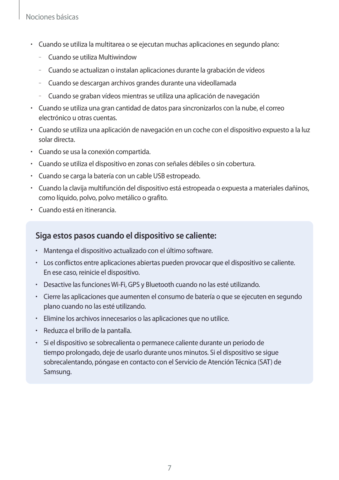 Samsung SM-T815NZWEPHE, SM-T715NZWEPHE, SM-T815NZKEPHE manual Siga estos pasos cuando el dispositivo se caliente 