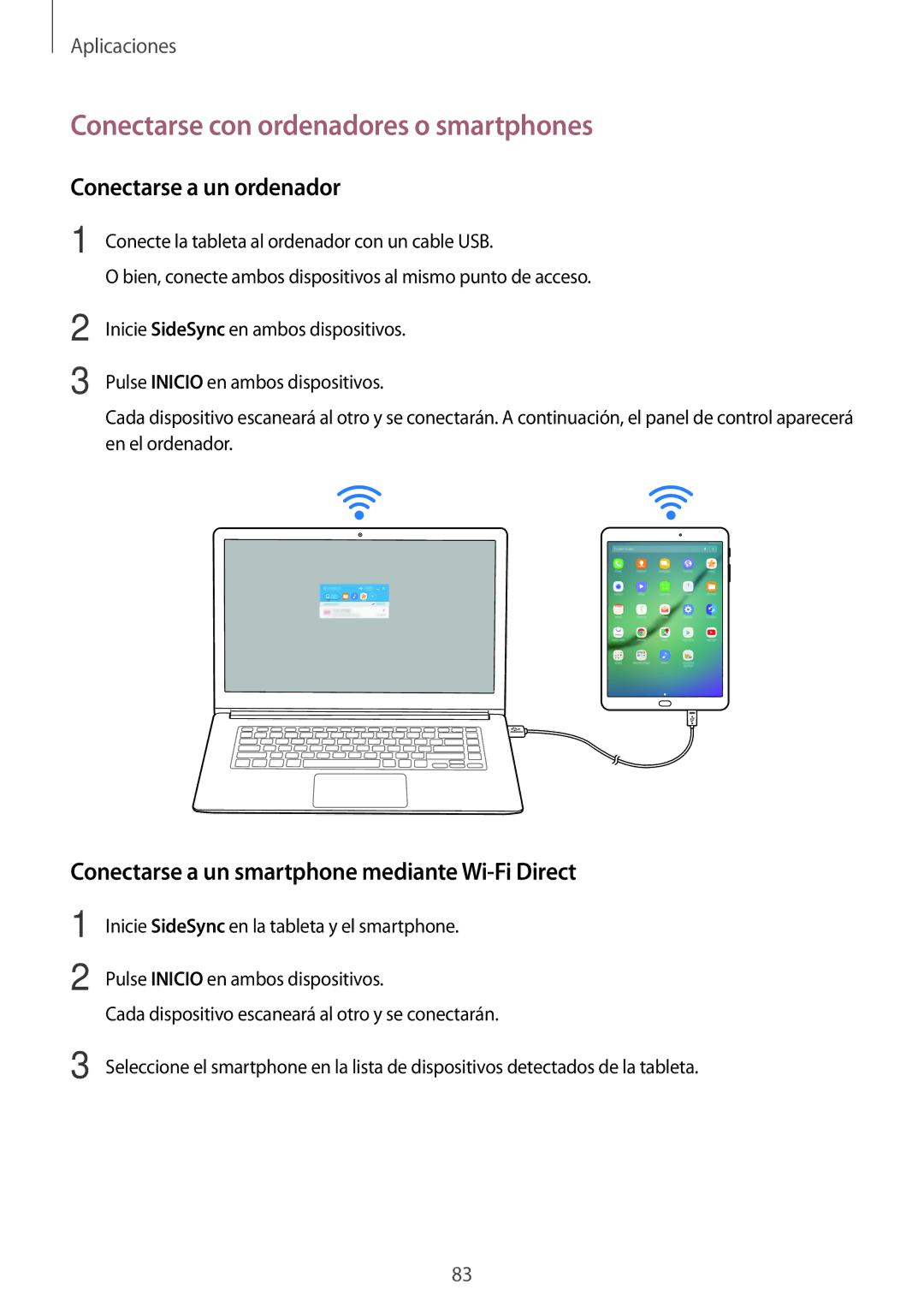 Samsung SM-T815NZKEPHE, SM-T715NZWEPHE, SM-T815NZWEPHE Conectarse con ordenadores o smartphones, Conectarse a un ordenador 